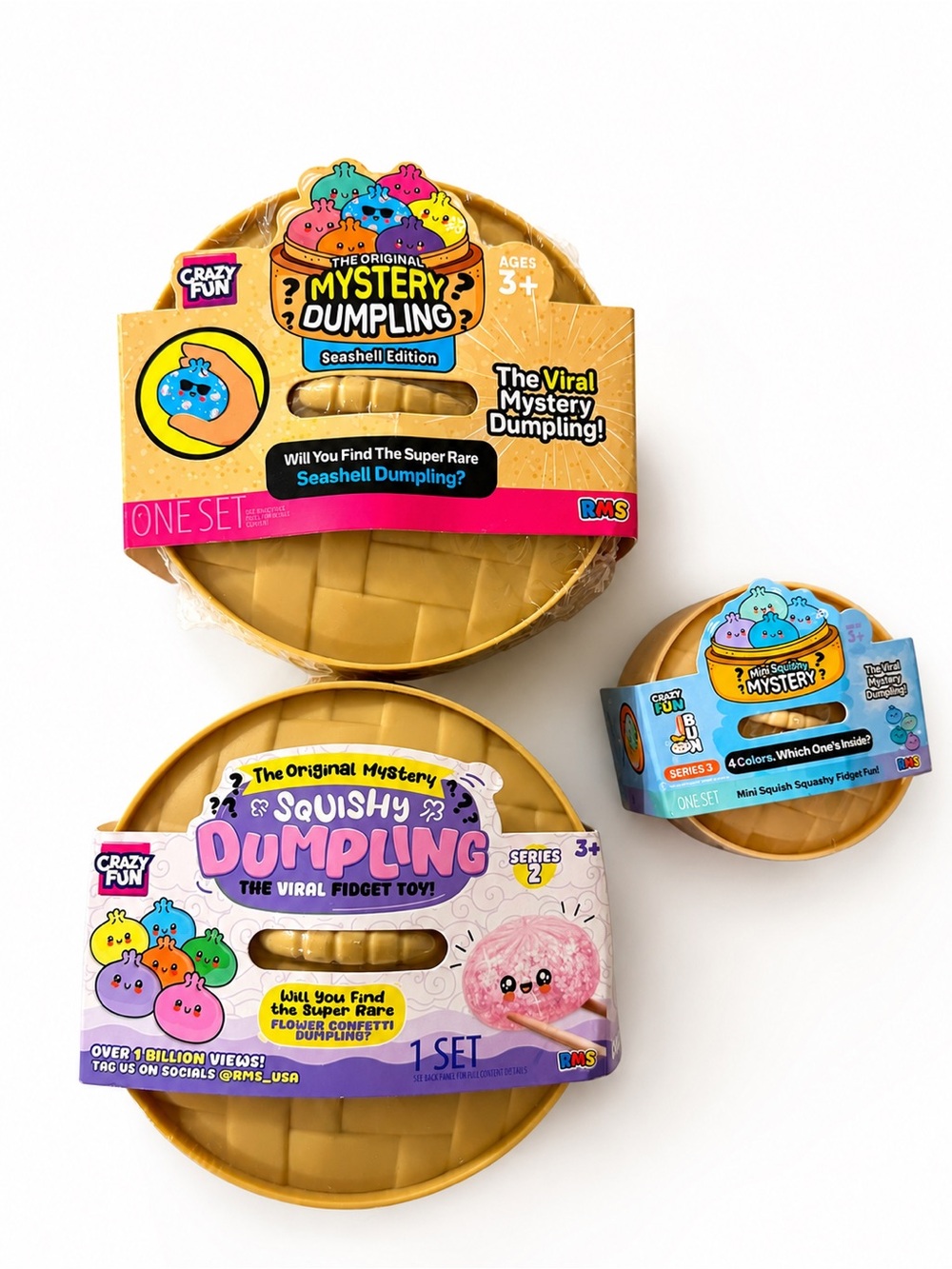 Mystery Dumpling Bundle of 3 | Seashell Edition + Series 2 +Mini Mystery squish